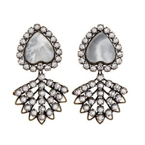 Tory Burch Heart Crystal Clip-On Earrings